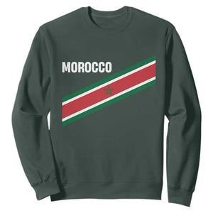 Morocco Moroccan Flag Sweatshirt Green Star Maroc Stripes TS11 Dark Forest Green Print Your Wear