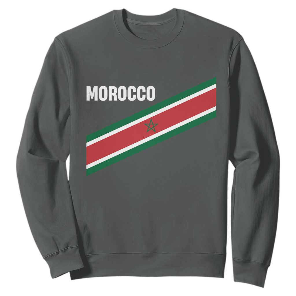 Morocco Moroccan Flag Sweatshirt Green Star Maroc Stripes TS11 Dark Heather Print Your Wear
