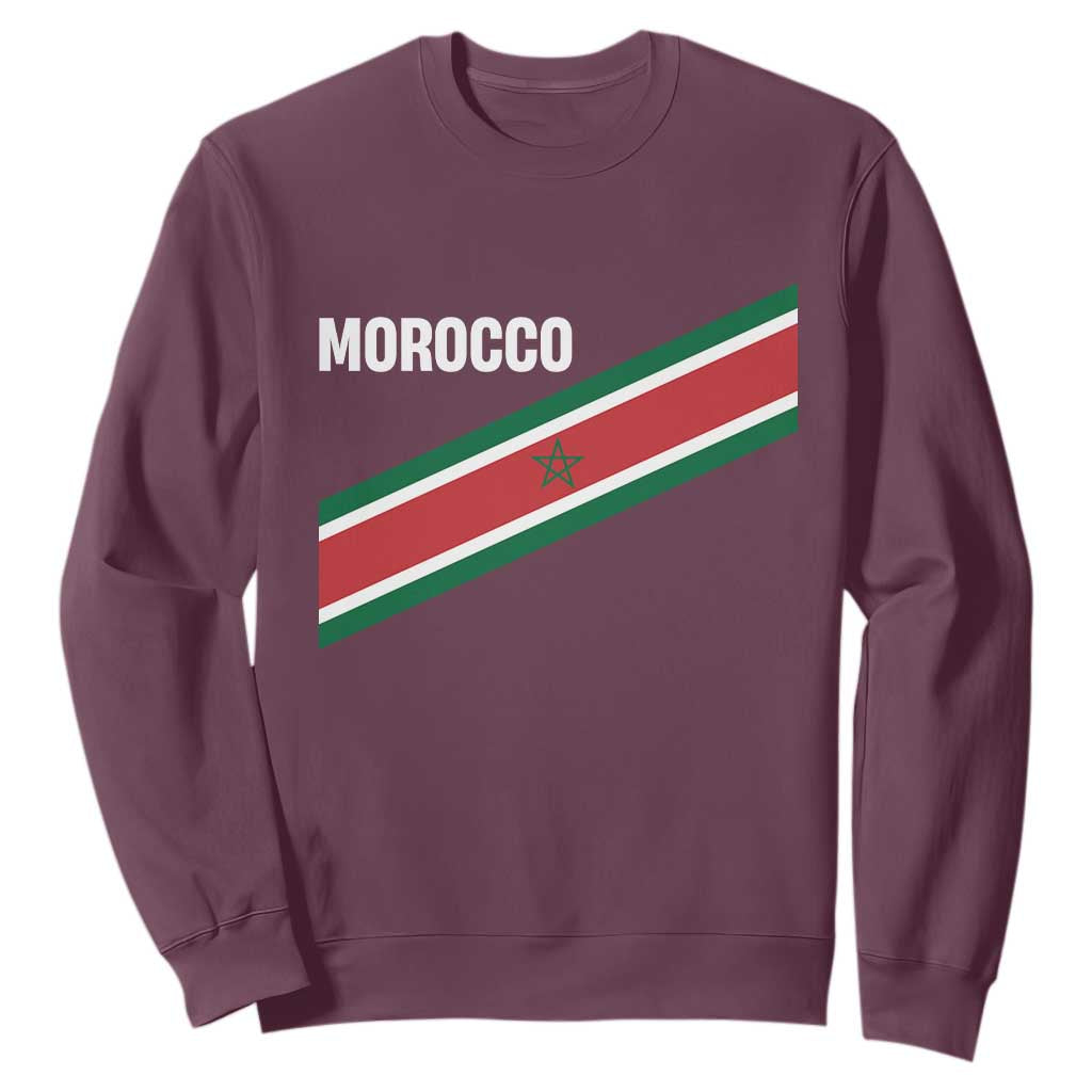 Morocco Moroccan Flag Sweatshirt Green Star Maroc Stripes TS11 Maroon Print Your Wear