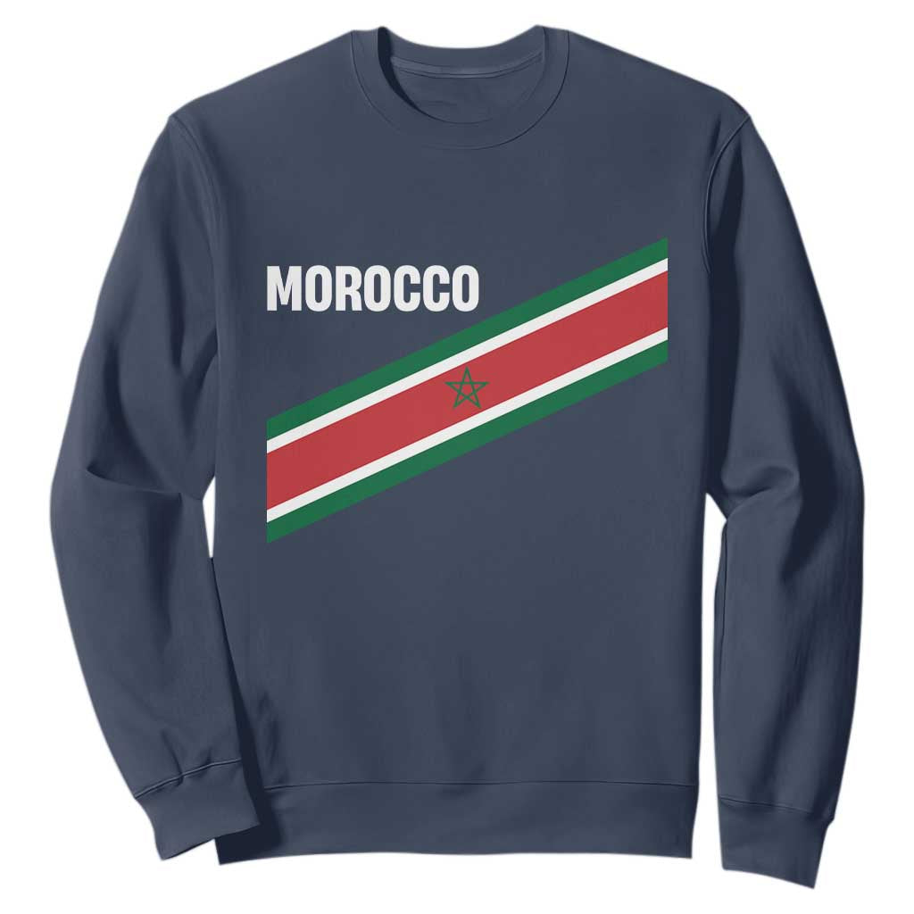 Morocco Moroccan Flag Sweatshirt Green Star Maroc Stripes TS11 Navy Print Your Wear