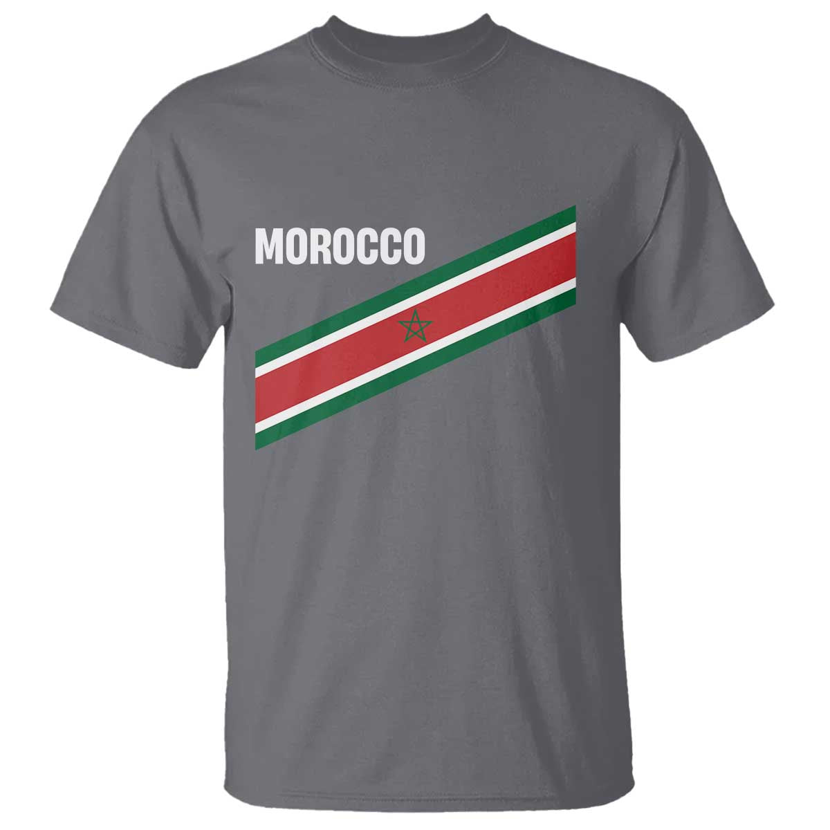 Morocco Moroccan Flag T Shirt Green Star Maroc Stripes TS11 Charcoal Print Your Wear