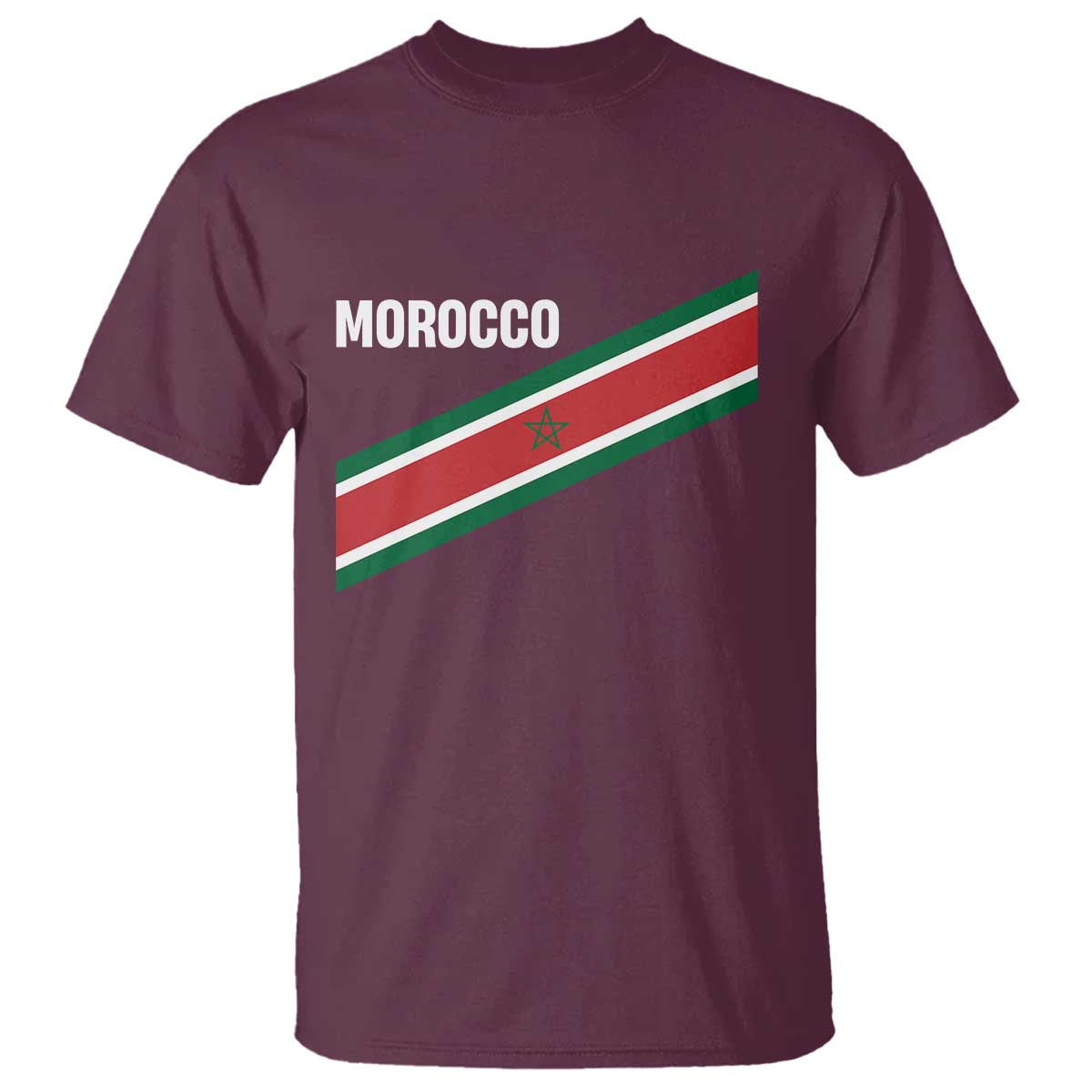 Morocco Moroccan Flag T Shirt Green Star Maroc Stripes TS11 Maroon Print Your Wear