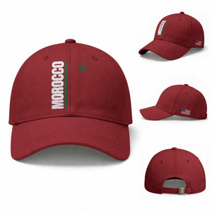 Morocco Green Star Flag Patriotic Moroccan Pride Baseball Cap TS11 Baseball Cap Universal Fit Cherry Red Print Your Wear