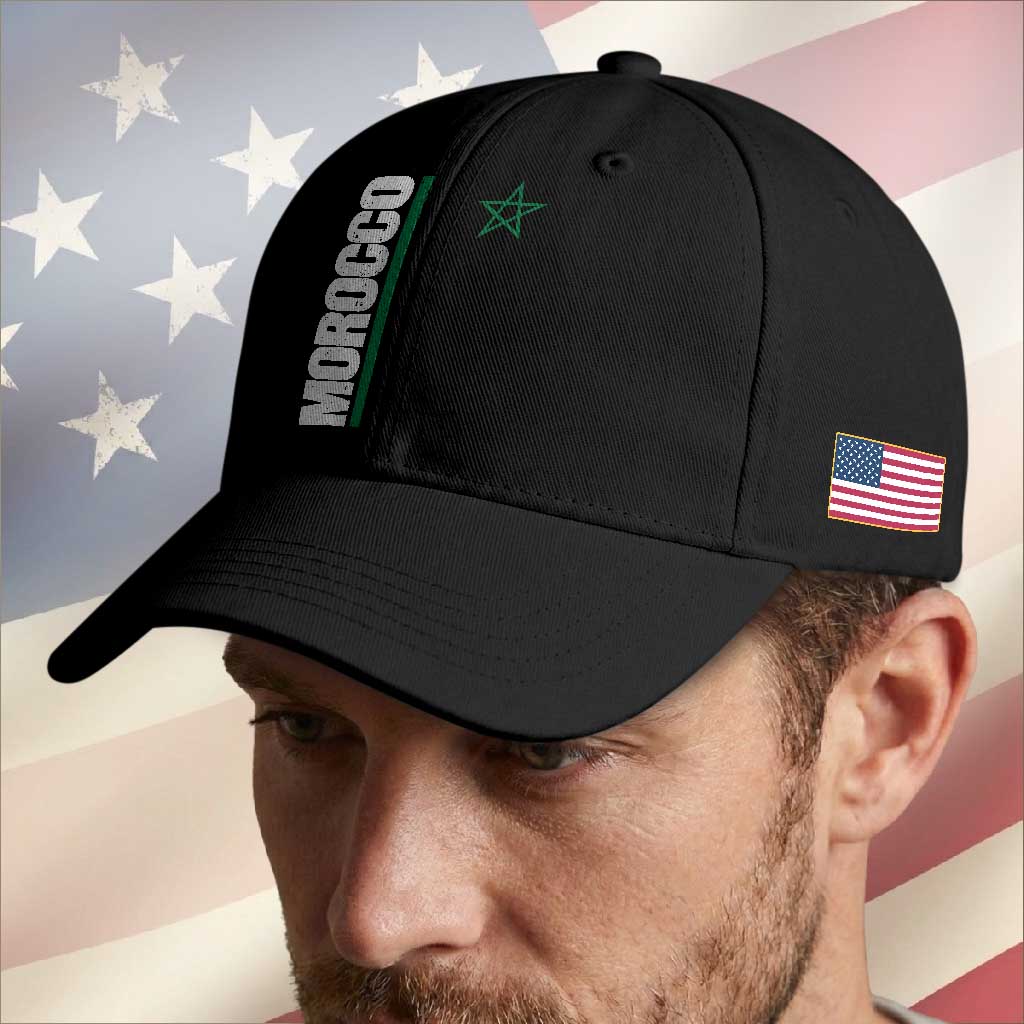 Morocco Green Star Flag Patriotic Moroccan Pride Baseball Cap TS11 Print Your Wear