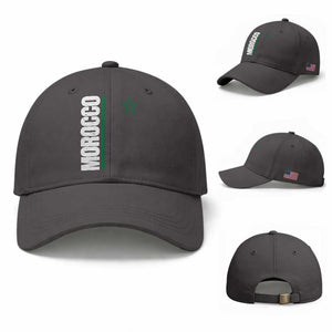 Morocco Green Star Flag Patriotic Moroccan Pride Baseball Cap TS11 Baseball Cap Universal Fit Dark Gray Print Your Wear