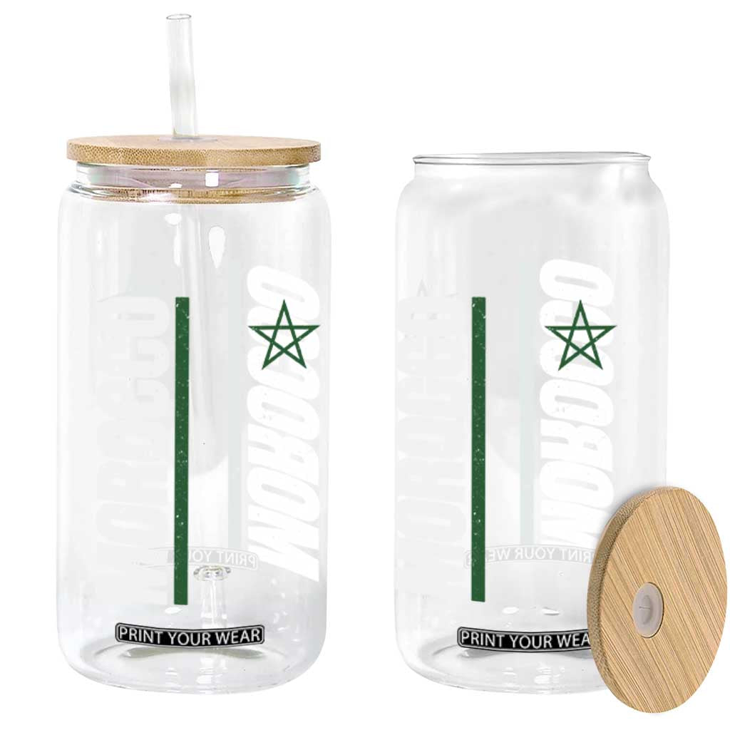 Morocco Green Star Flag Patriotic Moroccan Pride Glass Can TS11 Print Your Wear