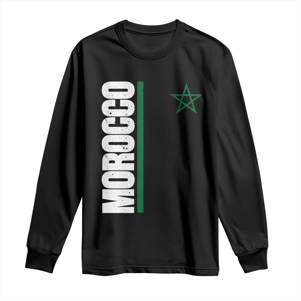 Morocco Green Star Flag Patriotic Moroccan Pride Long Sleeve Shirt TS11 Black Print Your Wear