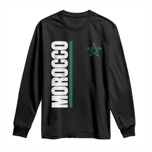 Morocco Green Star Flag Patriotic Moroccan Pride Long Sleeve Shirt TS11 Black Print Your Wear