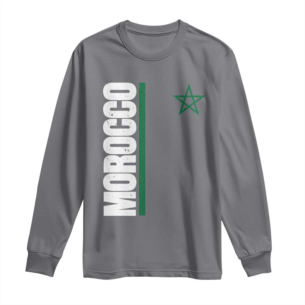 Morocco Green Star Flag Patriotic Moroccan Pride Long Sleeve Shirt TS11 Charcoal Print Your Wear
