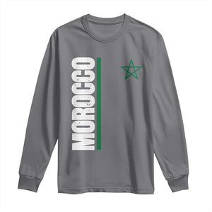Morocco Green Star Flag Patriotic Moroccan Pride Long Sleeve Shirt TS11 Charcoal Print Your Wear