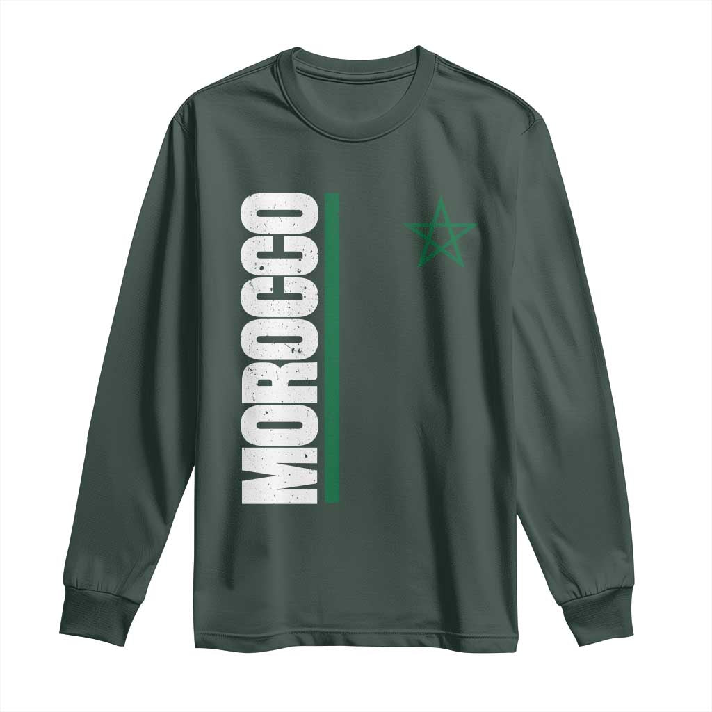 Morocco Green Star Flag Patriotic Moroccan Pride Long Sleeve Shirt TS11 Dark Forest Green Print Your Wear