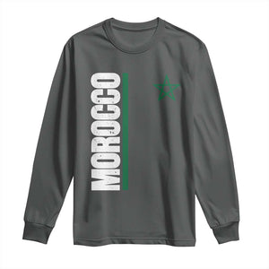 Morocco Green Star Flag Patriotic Moroccan Pride Long Sleeve Shirt TS11 Dark Heather Print Your Wear
