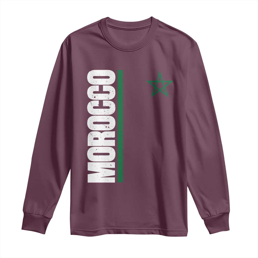 Morocco Green Star Flag Patriotic Moroccan Pride Long Sleeve Shirt TS11 Maroon Print Your Wear