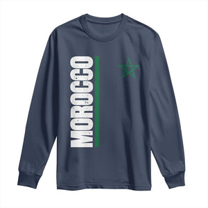 Morocco Green Star Flag Patriotic Moroccan Pride Long Sleeve Shirt TS11 Navy Print Your Wear