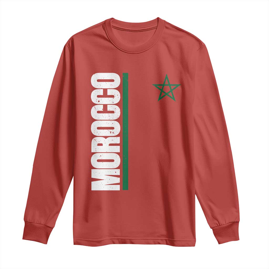 Morocco Green Star Flag Patriotic Moroccan Pride Long Sleeve Shirt TS11 Red Print Your Wear