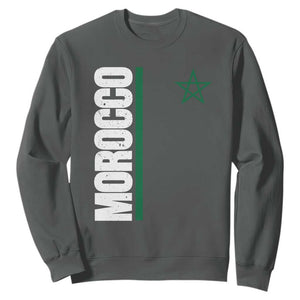 Morocco Green Star Flag Patriotic Moroccan Pride Sweatshirt TS11 Dark Heather Print Your Wear