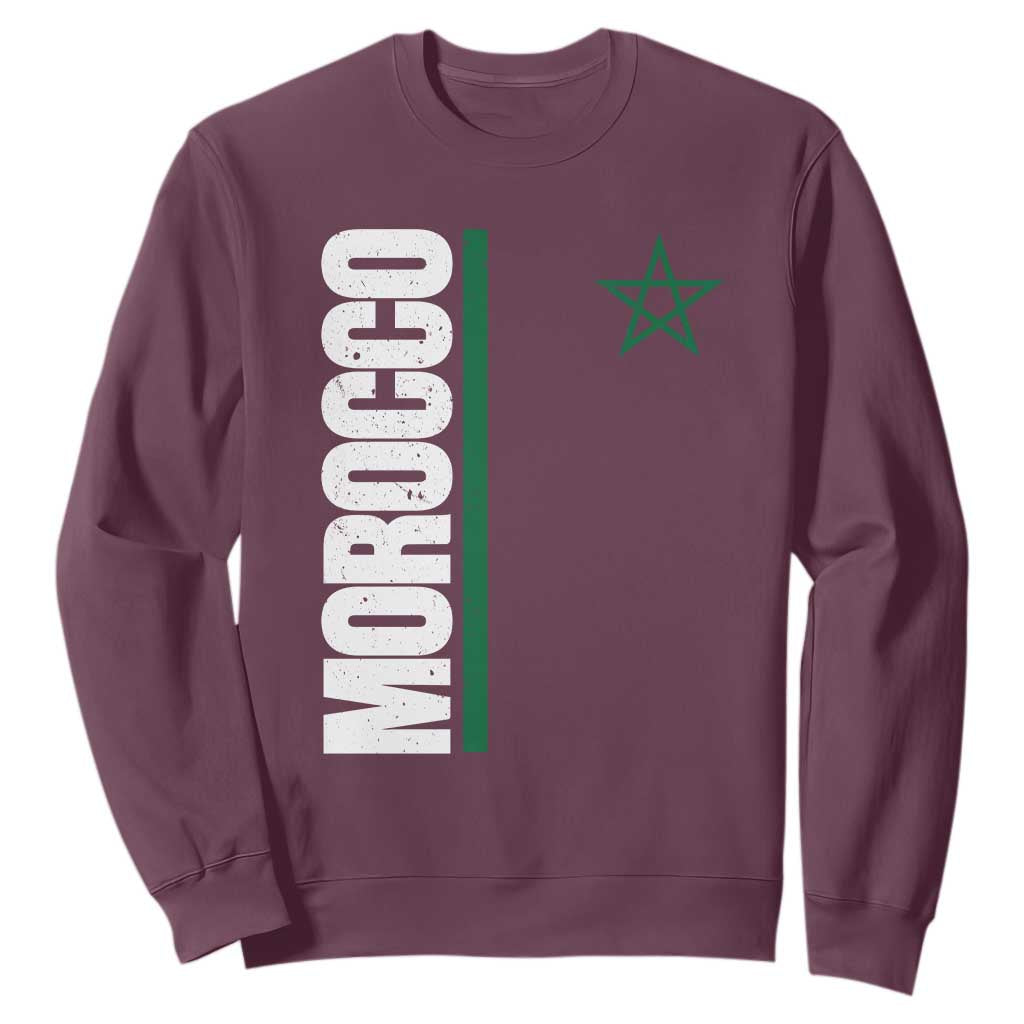 Morocco Green Star Flag Patriotic Moroccan Pride Sweatshirt TS11 Maroon Print Your Wear