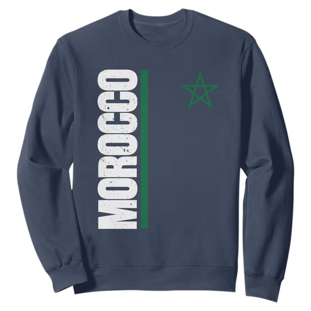 Morocco Green Star Flag Patriotic Moroccan Pride Sweatshirt TS11 Navy Print Your Wear