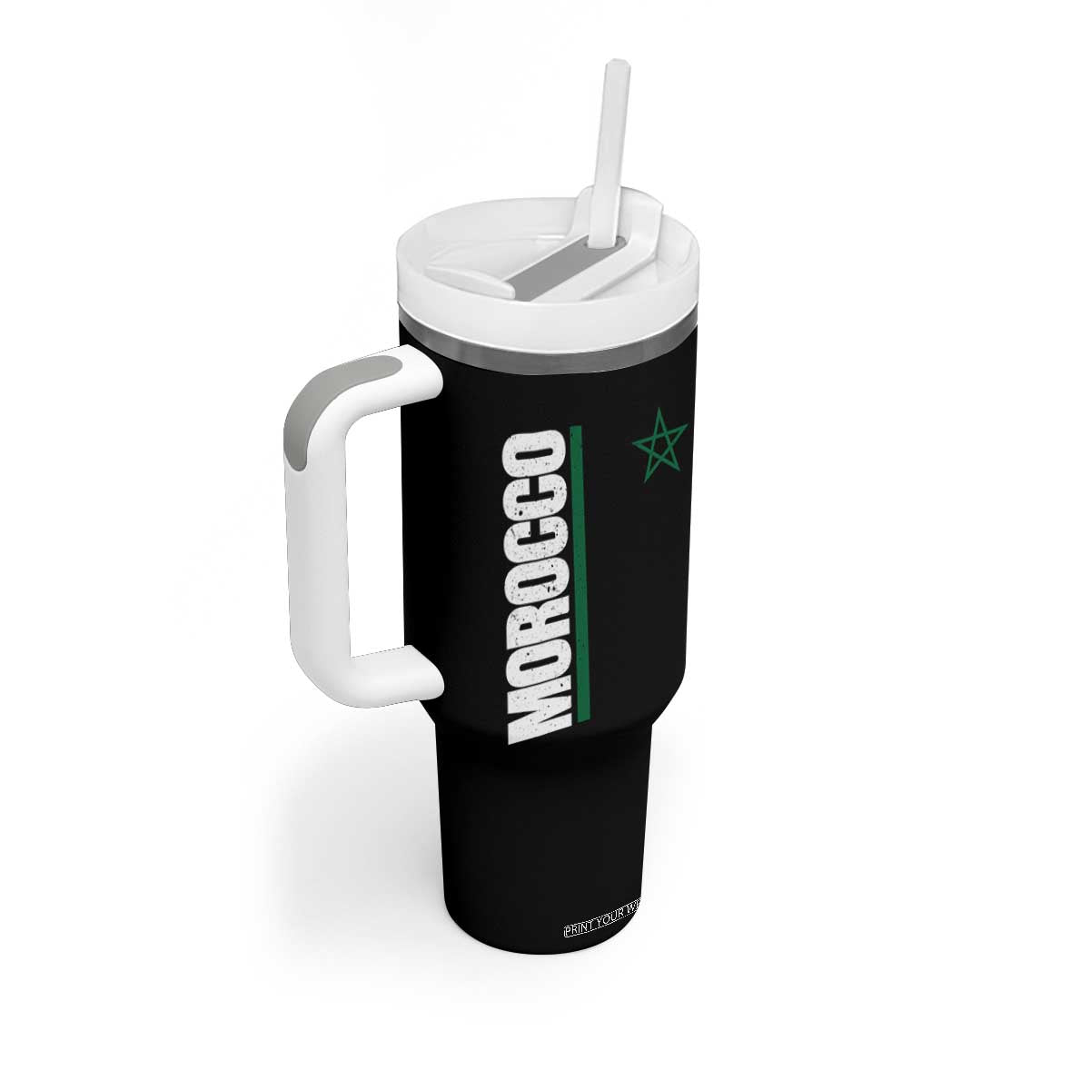 Morocco Green Star Flag Patriotic Moroccan Pride Tumbler With Handle TS11 Print Your Wear