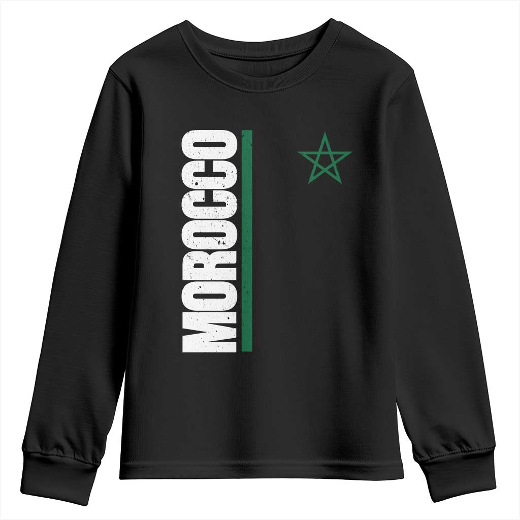 Morocco Green Star Flag Patriotic Moroccan Pride Youth Sweatshirt TS11 Black Print Your Wear