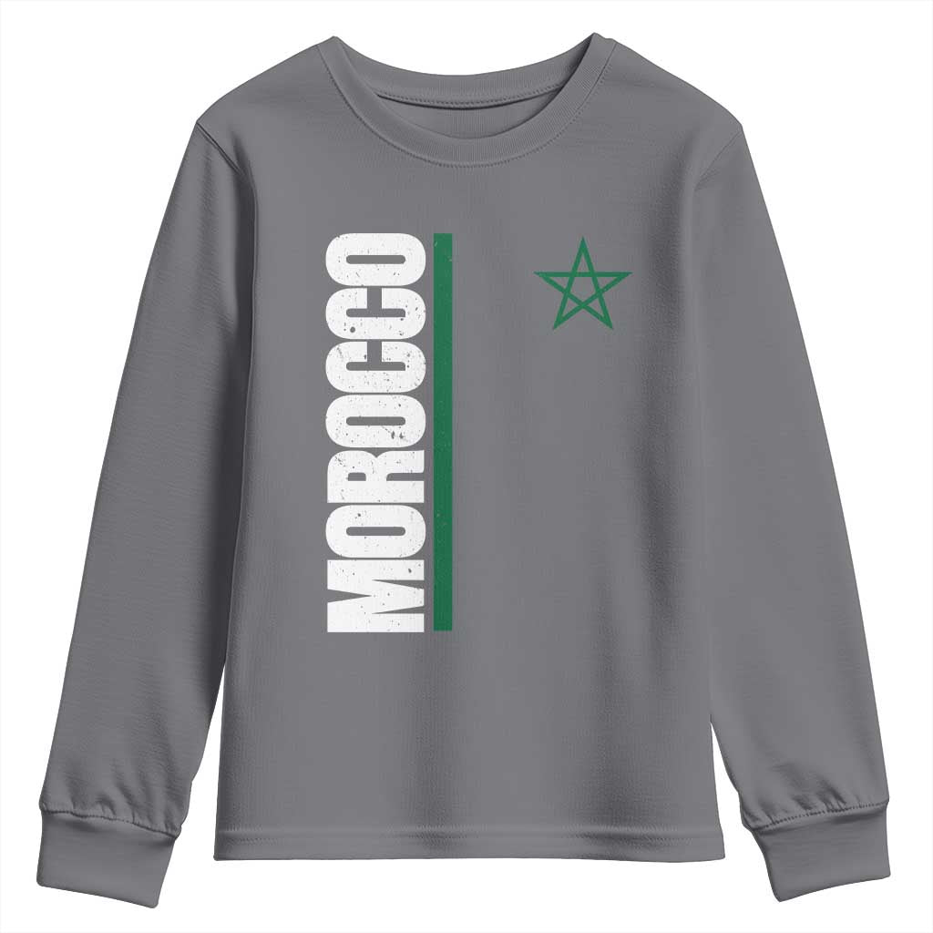 Morocco Green Star Flag Patriotic Moroccan Pride Youth Sweatshirt TS11 Charcoal Print Your Wear