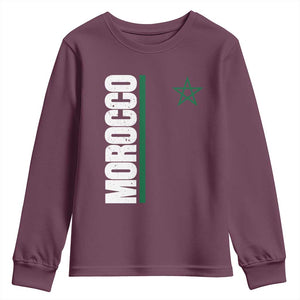 Morocco Green Star Flag Patriotic Moroccan Pride Youth Sweatshirt TS11 Maroon Print Your Wear