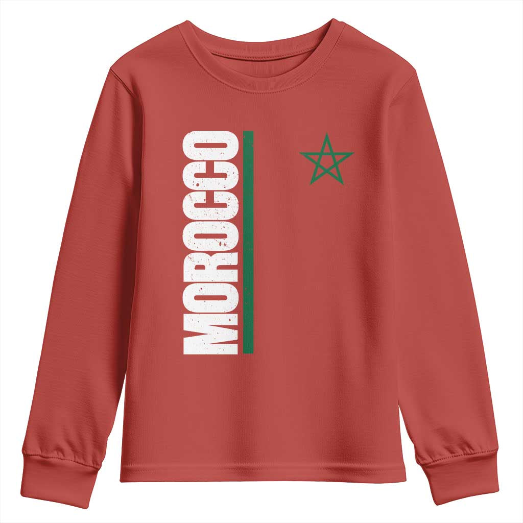 Morocco Green Star Flag Patriotic Moroccan Pride Youth Sweatshirt TS11 Red Print Your Wear