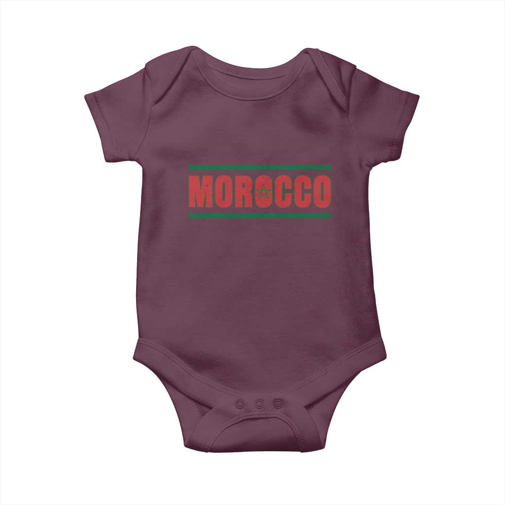Proud Moroccan Vintage Marocco Flag Green Stripes Baby Onesie TS11 Maroon Print Your Wear