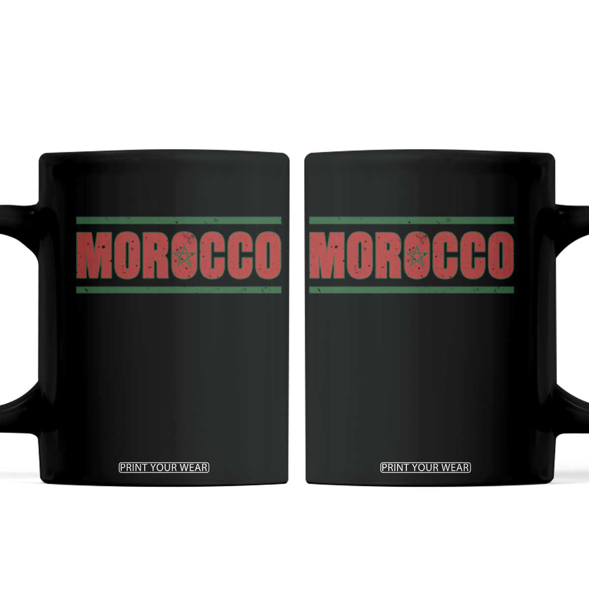 Proud Moroccan Vintage Marocco Flag Green Stripes Coffee Mug TS11 Black Print Your Wear