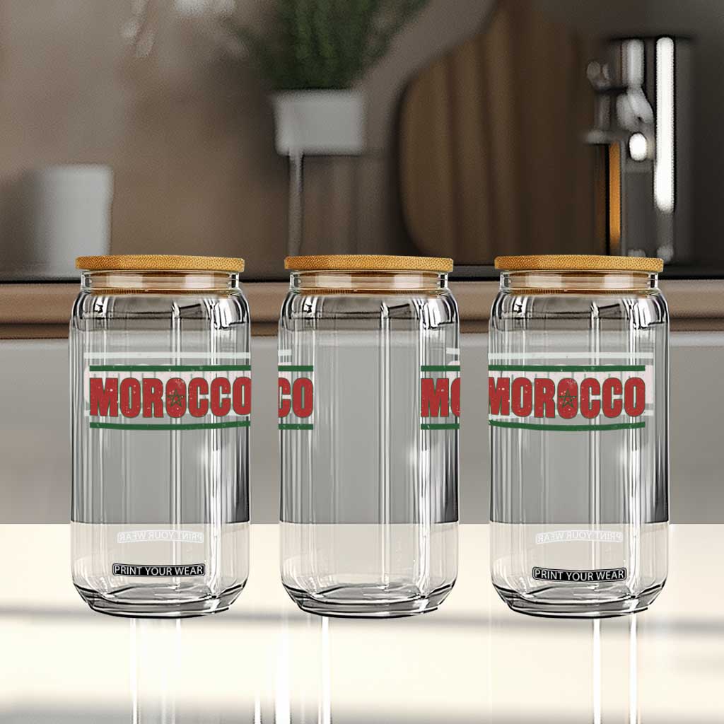 Proud Moroccan Vintage Marocco Flag Green Stripes Glass Can TS11 Print Your Wear
