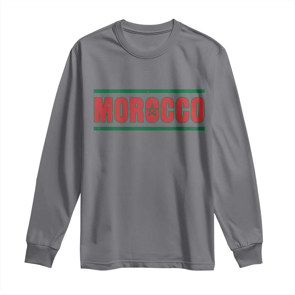 Proud Moroccan Vintage Marocco Flag Green Stripes Long Sleeve Shirt TS11 Charcoal Print Your Wear