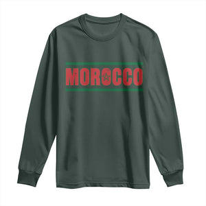 Proud Moroccan Vintage Marocco Flag Green Stripes Long Sleeve Shirt TS11 Dark Forest Green Print Your Wear