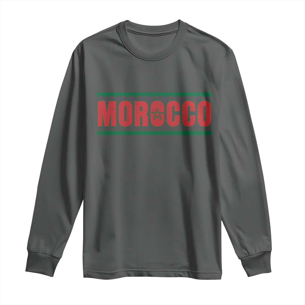 Proud Moroccan Vintage Marocco Flag Green Stripes Long Sleeve Shirt TS11 Dark Heather Print Your Wear