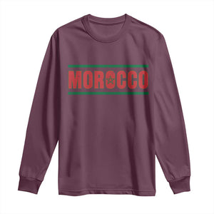 Proud Moroccan Vintage Marocco Flag Green Stripes Long Sleeve Shirt TS11 Maroon Print Your Wear