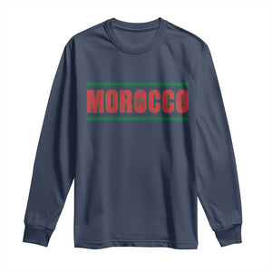 Proud Moroccan Vintage Marocco Flag Green Stripes Long Sleeve Shirt TS11 Navy Print Your Wear