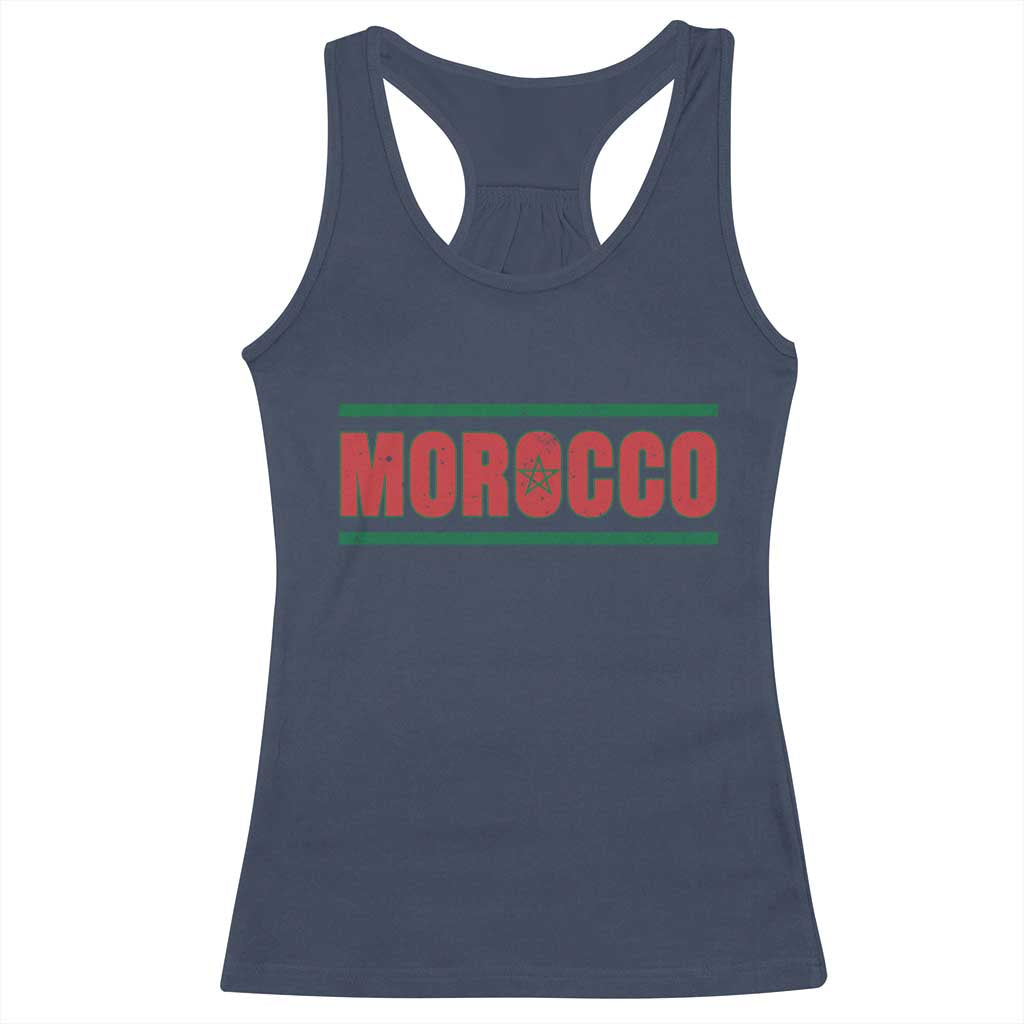 Proud Moroccan Vintage Marocco Flag Green Stripes Racerback Tank Top TS11 Navy Print Your Wear