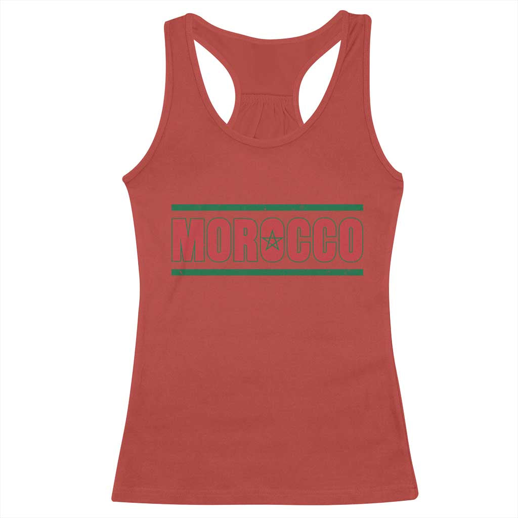Proud Moroccan Vintage Marocco Flag Green Stripes Racerback Tank Top TS11 Red Print Your Wear