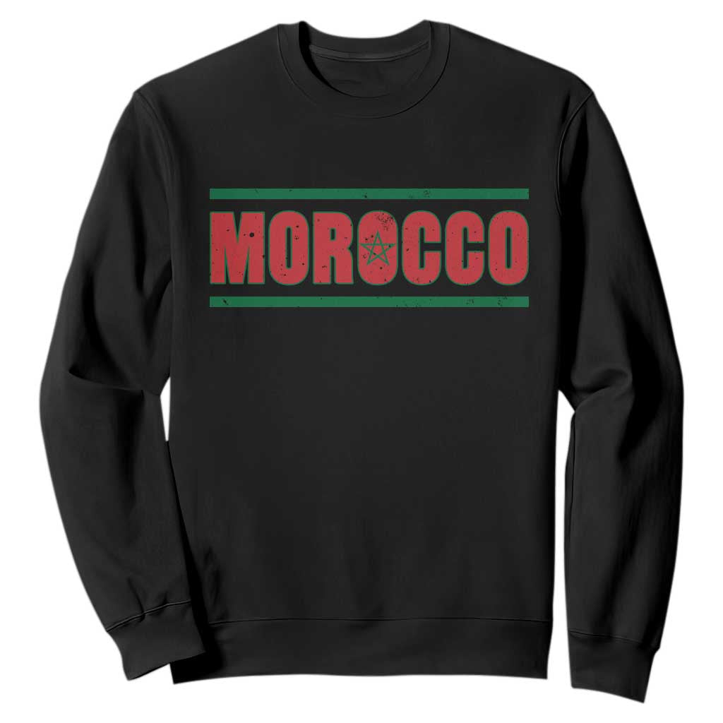 Proud Moroccan Vintage Marocco Flag Green Stripes Sweatshirt TS11 Black Print Your Wear