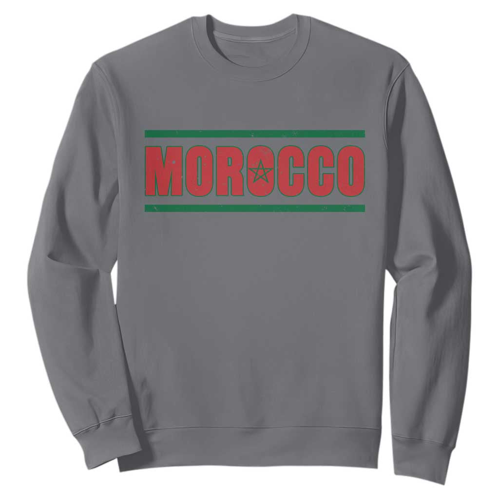 Proud Moroccan Vintage Marocco Flag Green Stripes Sweatshirt TS11 Charcoal Print Your Wear