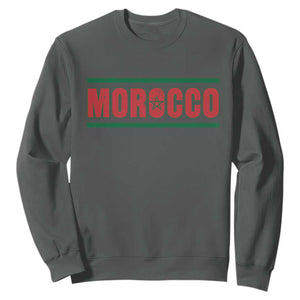Proud Moroccan Vintage Marocco Flag Green Stripes Sweatshirt TS11 Dark Heather Print Your Wear