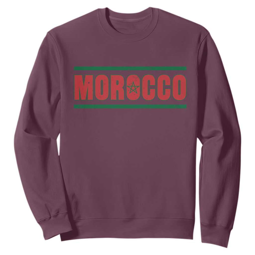 Proud Moroccan Vintage Marocco Flag Green Stripes Sweatshirt TS11 Maroon Print Your Wear