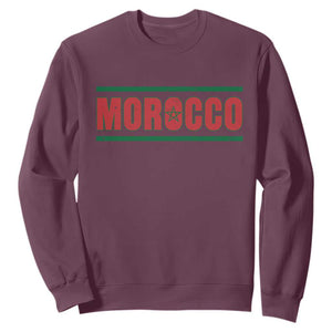 Proud Moroccan Vintage Marocco Flag Green Stripes Sweatshirt TS11 Maroon Print Your Wear
