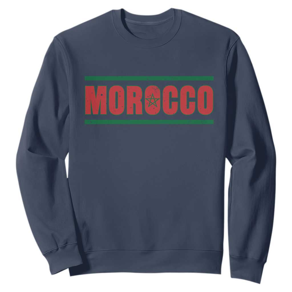 Proud Moroccan Vintage Marocco Flag Green Stripes Sweatshirt TS11 Navy Print Your Wear