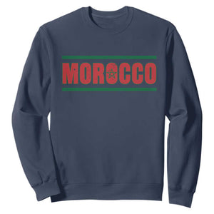Proud Moroccan Vintage Marocco Flag Green Stripes Sweatshirt TS11 Navy Print Your Wear