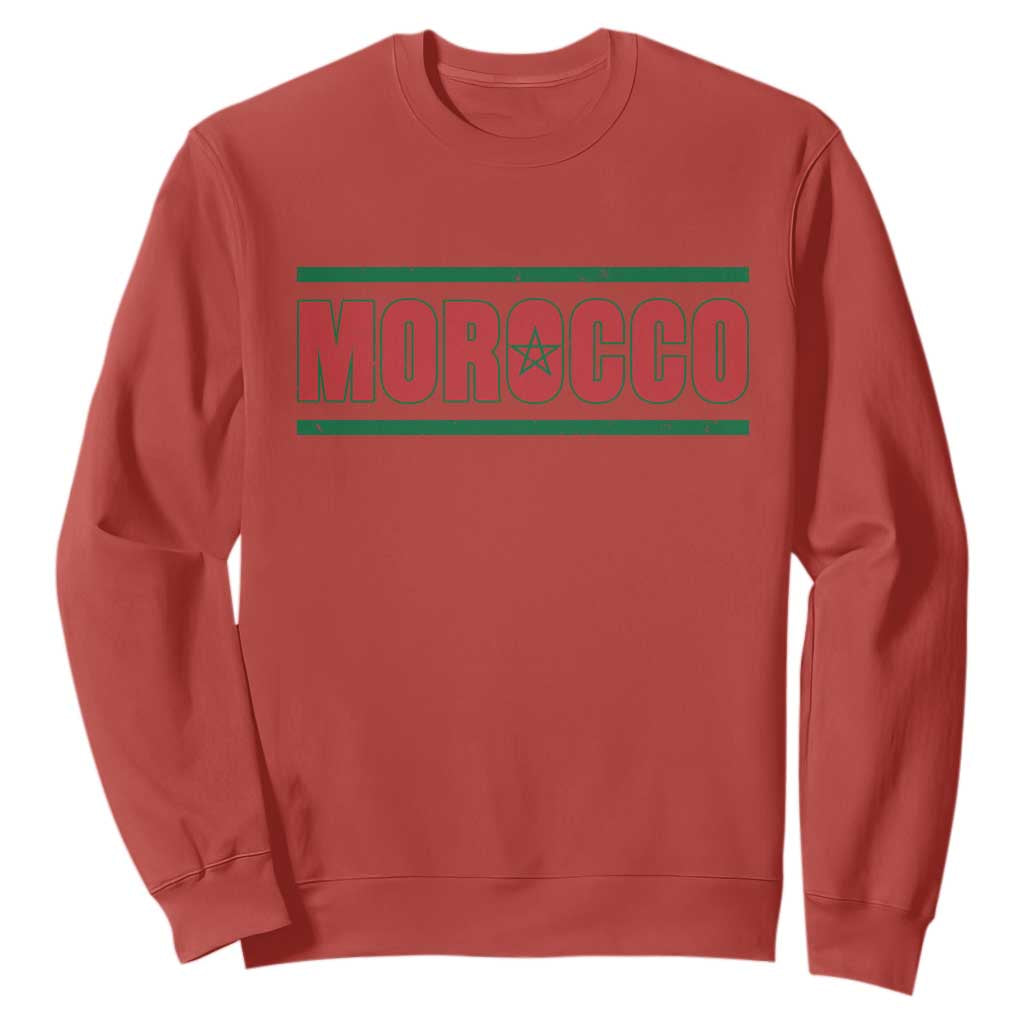 Proud Moroccan Vintage Marocco Flag Green Stripes Sweatshirt TS11 Red Print Your Wear