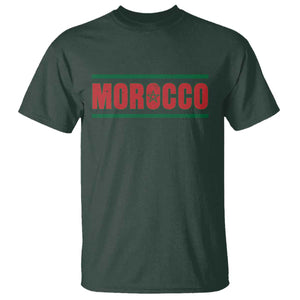 Proud Moroccan Vintage Marocco Flag Green Stripes T Shirt TS11 Dark Forest Green Print Your Wear