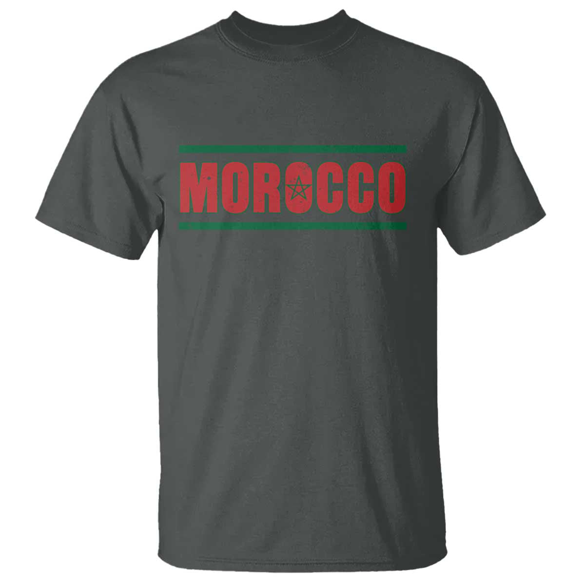Proud Moroccan Vintage Marocco Flag Green Stripes T Shirt TS11 Dark Heather Print Your Wear