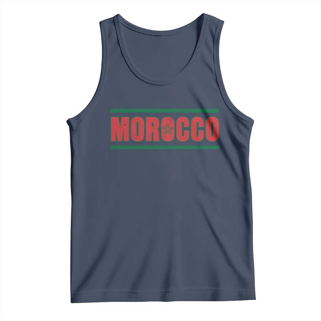 Proud Moroccan Vintage Marocco Flag Green Stripes Tank Top TS11 Navy Print Your Wear