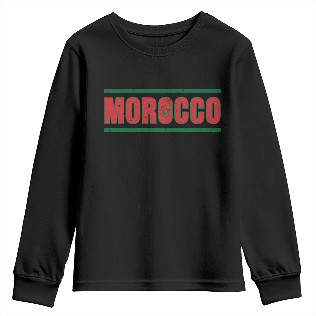 Proud Moroccan Vintage Marocco Flag Green Stripes Youth Sweatshirt TS11 Black Print Your Wear