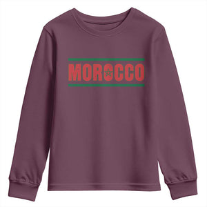 Proud Moroccan Vintage Marocco Flag Green Stripes Youth Sweatshirt TS11 Maroon Print Your Wear